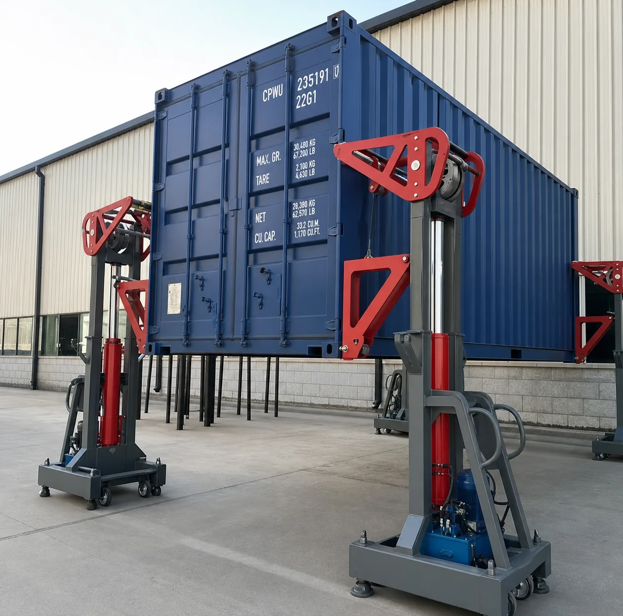 Outdoor container lifting arrangement